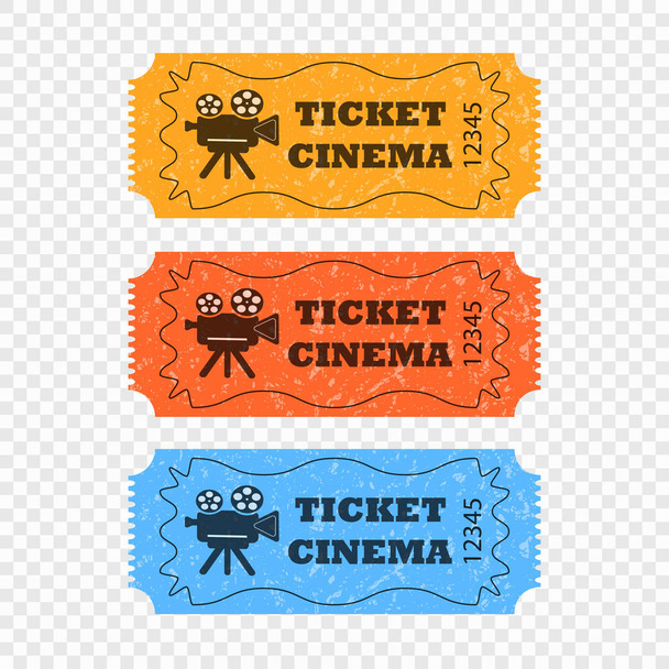 Movie tickets on a transparent background in different colors. Vector elements for your design. Eps 10. - Vector, Image