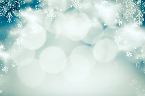 absztrakt háttér karácsonyi nyaralás fények, és másolja a hely - magic bokeh csillogó-villogó csillagok és alá tartozó hópelyhek - Fotó, kép