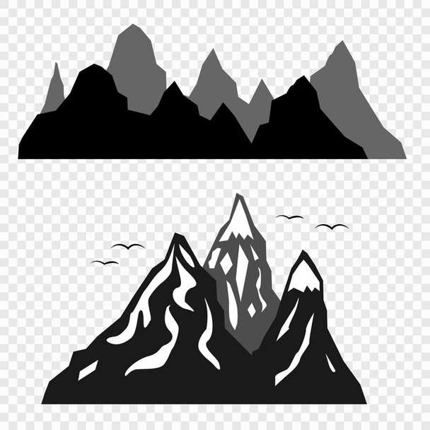 Les montagnes et les silhouettes d'oiseaux isolés sur un fond transparent. Eléments vectoriels pour votre design. Eps 10
. - Vecteur, image