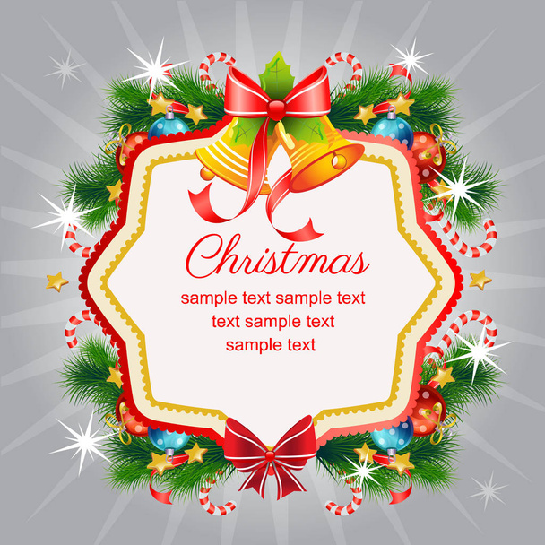 hello christmas with ribbon and bell decoration - Vector, Image