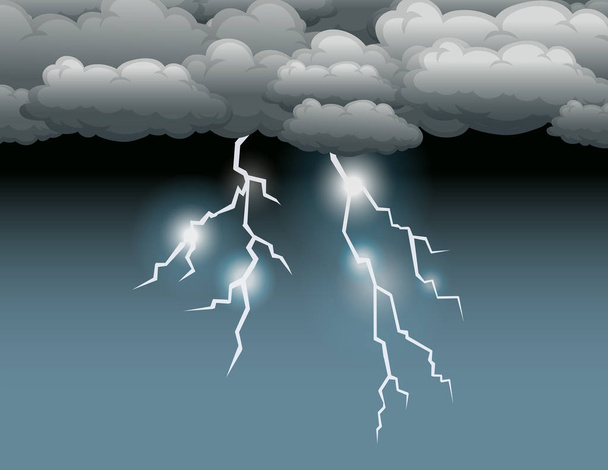 Storm scène met illustratie van de bliksem - Vector, afbeelding