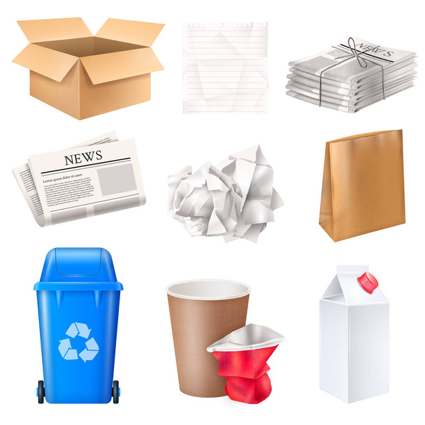 ゴミや廃棄物のセット - ベクター画像