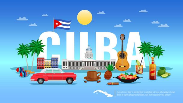 キューバ旅行の背景 - ベクター画像