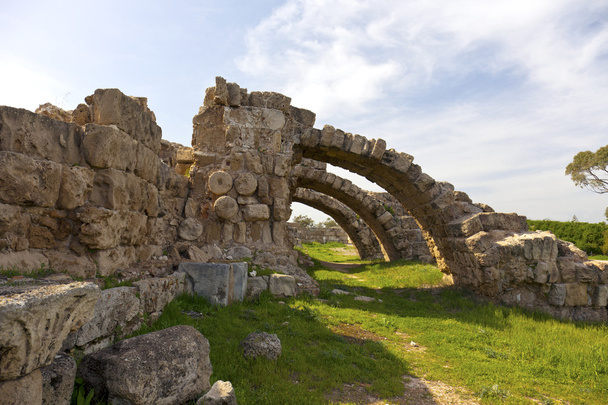 starożytnym miejscu rzymskiej Salaminy w pobliżu famagusta. - Zdjęcie, obraz