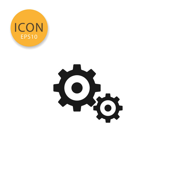 Gears icon flat style in black color vector illustration on white background. - Vector, Image