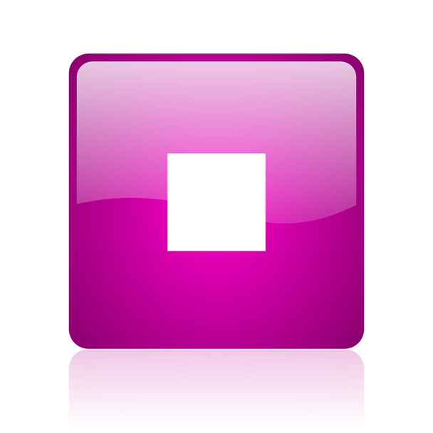 stop violet square web glossy icon - 写真・画像
