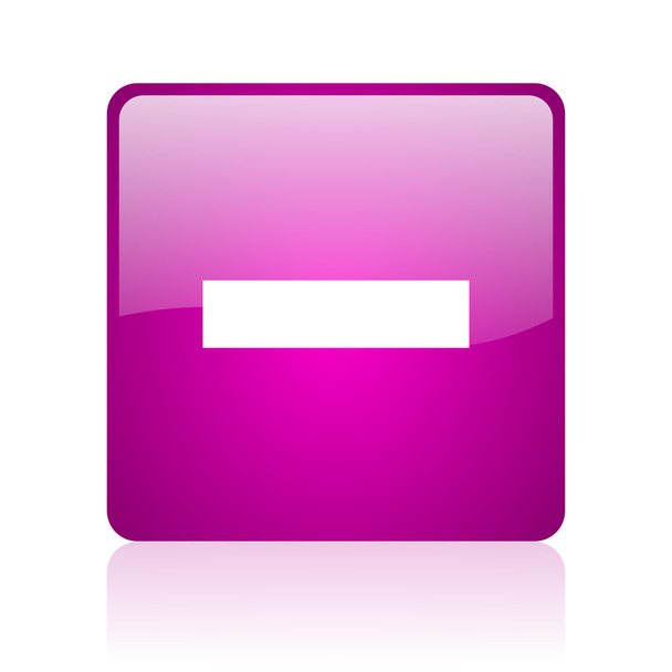 minus violet vierkante web glanzende pictogram - Foto, afbeelding