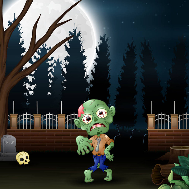 zombie felice nel giardino di notte
 - Vettoriali, immagini