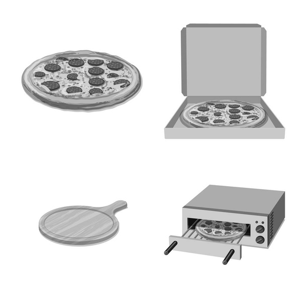 Vector design pizza és étel ikon. Csoportja, pizza és Olaszország tőzsdei szimbólum a web. - Vektor, kép