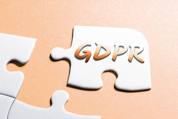 The Word GDPR In Missing Piece Jigsaw Puzzle - 写真・画像