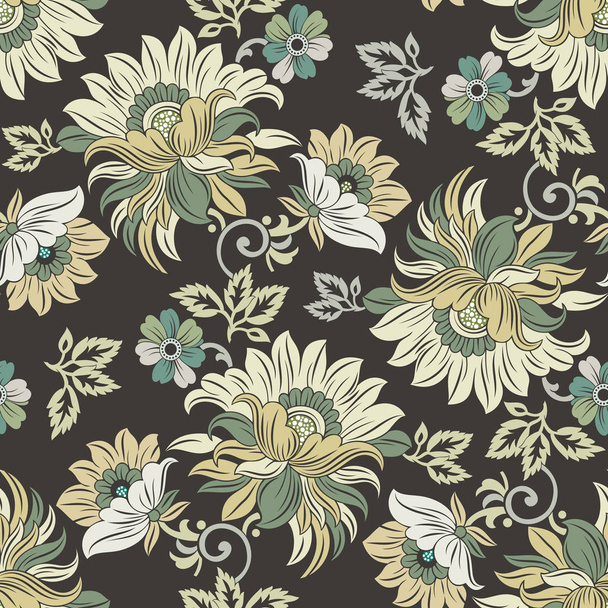 Seamless textile floral pattern design - Vector, afbeelding