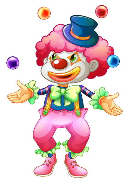 A clown with her balls - Vector, Image