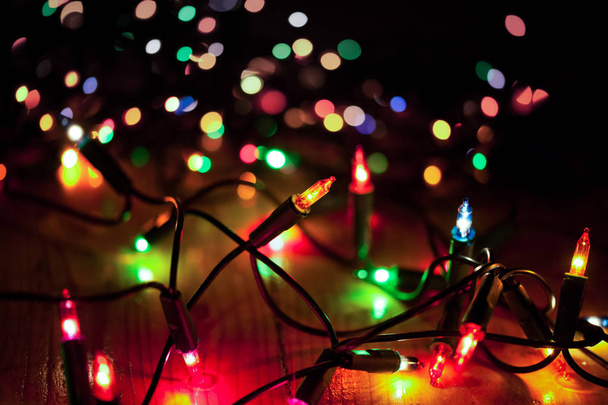 colorful christmas lights - abstract background - Фото, зображення