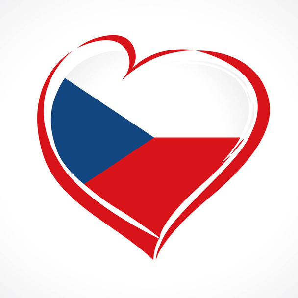 Люблю Чехию, сердце в цвете национального флага. Флаг Чехии в форме сердца к Дню Независимости 28 октября 1918 года выделен на белом фоне. Векторная иллюстрация
 - Вектор,изображение