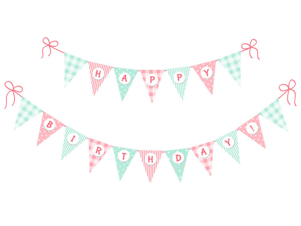 Симпатичные винтажные праздничные флаги с буквами С днем рождения в потрепанном шикарном стиле
 - Вектор,изображение
