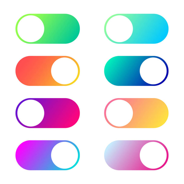 Toggle switch set, On and Off sliders, vector elements - Vektor, obrázek