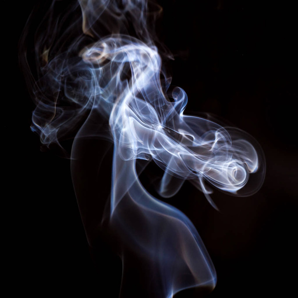 cigarette smoke isolated vapor realistic mist on black background - Photo, Image