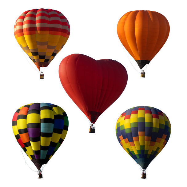 Beautiful Hot air balloons set, Balloon and basket isolated on white background. - Photo, Image