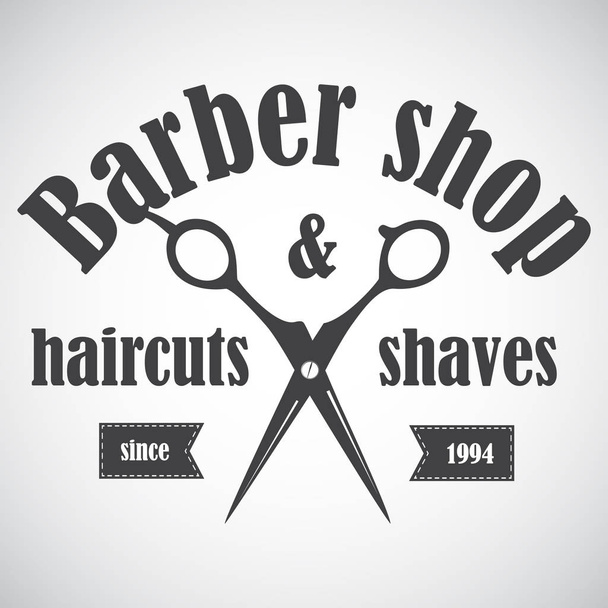 Vintage barber shop emblem, label, badge, logo. Vector illustration - Vektör, Görsel