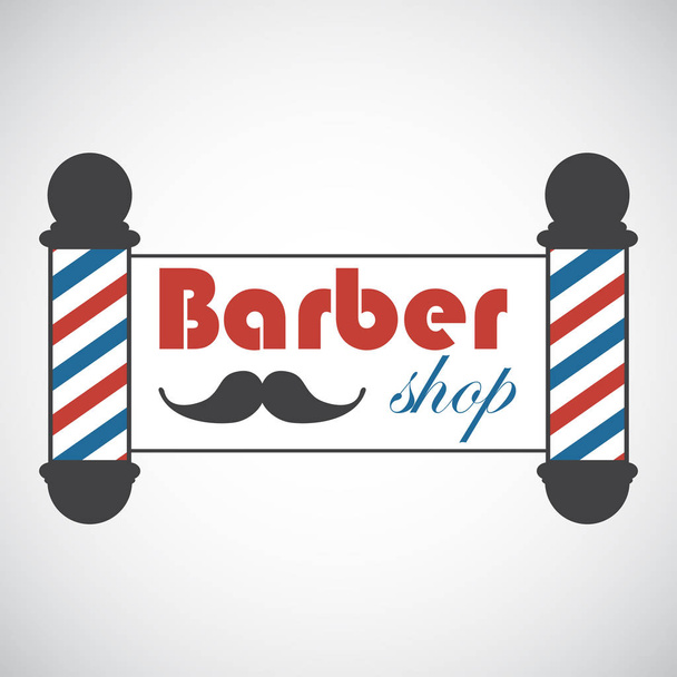 Old fashioned vintage Barber Shop poles. Emblem, label, badge, logo. Vector illustration - Vektör, Görsel