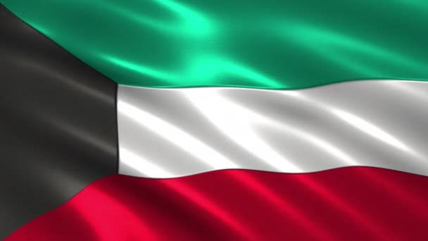 Okouzlující 3d animace 4k Kuvajtská vlajka na hedvábí a stín - Záběry, video