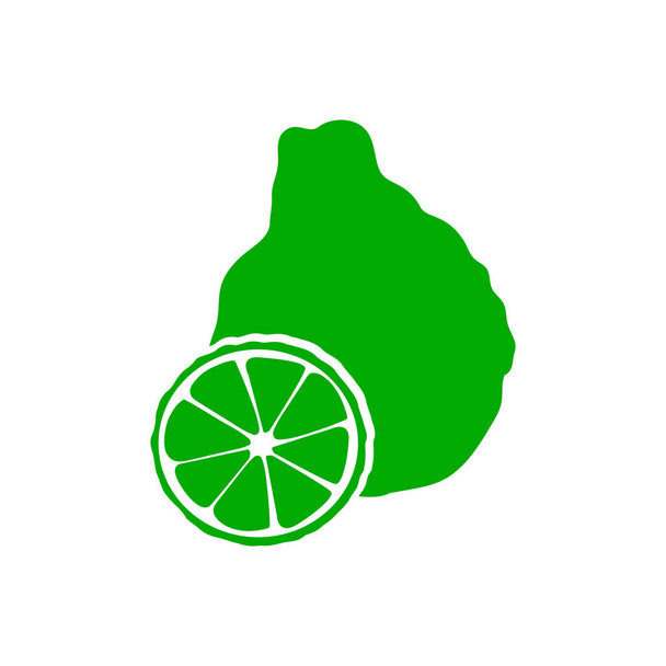 fresh bergamot fruit with leaf isolated on white background - Vector, imagen