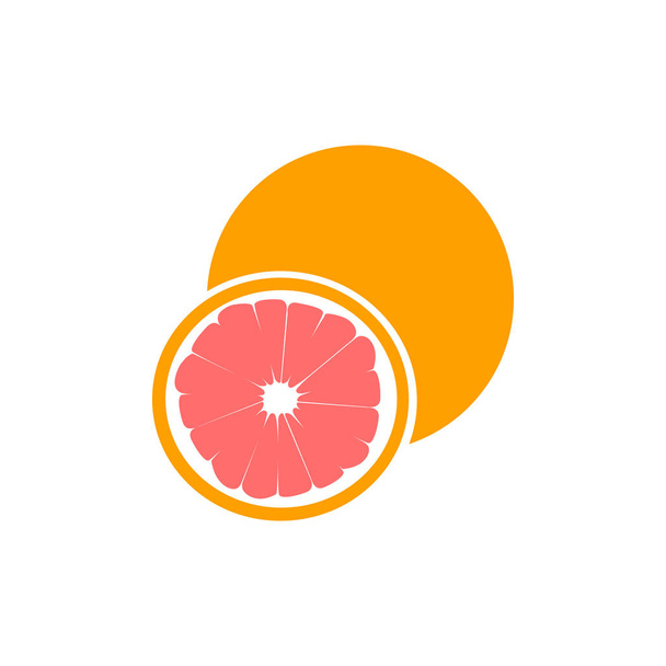 Ripe half of pink grapefruit citrus fruit isolated on white background with clipping path - Vetor, Imagem