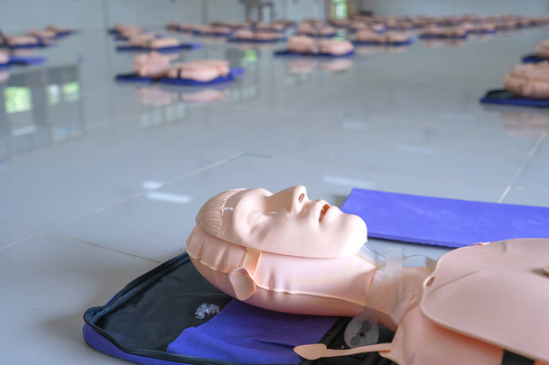 CPR-koulutuksen mallinukke luokassa
. - Valokuva, kuva