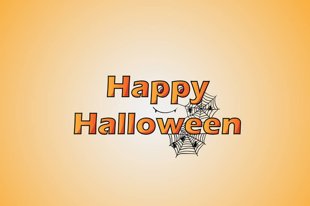 Happy Halloween stylized hand drawn sign with net and spiders - Fotó, kép