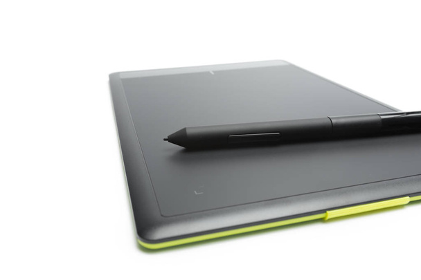Graphic tablet with pen for illustrators and designers, isolated on white background - Foto, Imagem