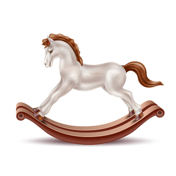 Vector realistic rocking horse vintage 3d toy - Vector, Image