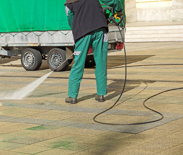 Limpador de rua no trabalho
 - Foto, Imagem