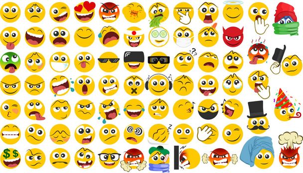 Big set of emoicons in a flat design - Vector, Image