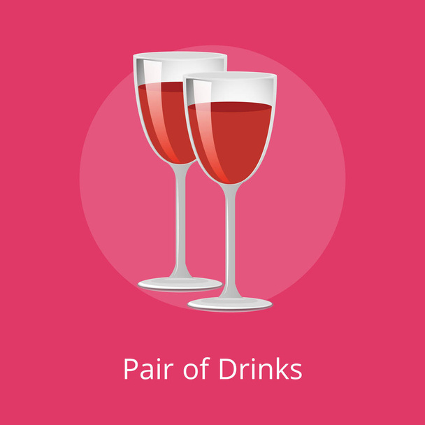 Pair of Drinks Winery Refreshing Merlot Beverages - Vetor, Imagem