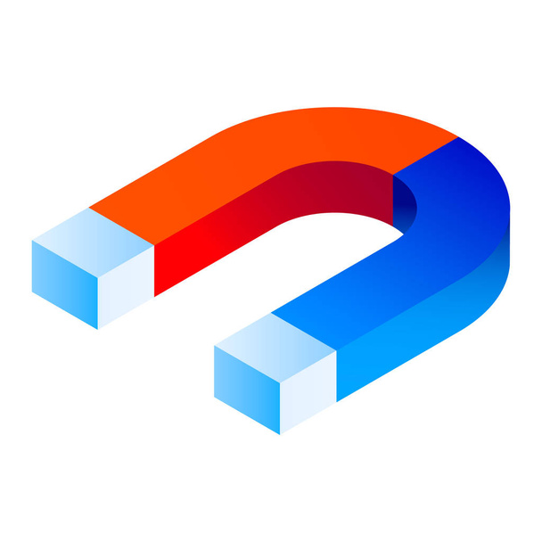 Red blue magnet icon, isometric style - ベクター画像