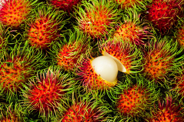 Thaise Rambutan No.06: Rambutan groeit vaak in verschillende landen in de hele regio. De ramboetan is een middelgrote tropische boom uit de familie Sapindaceae.  - Foto, afbeelding