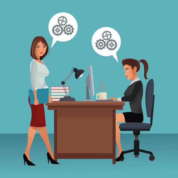 business characters in office scene - Vector, Image