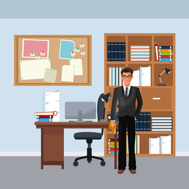 business character in office scenario - Vector, Image