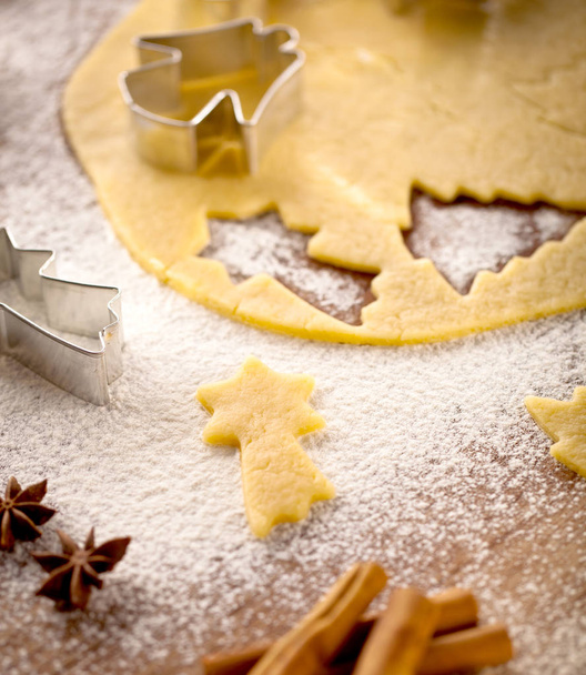 Christmas baking gingerbread cookies food background - Zdjęcie, obraz
