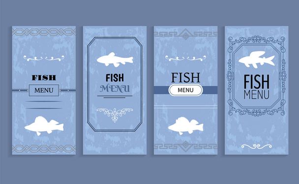 Fish Menu Isolated on Blue Vector Illustration - Vettoriali, immagini