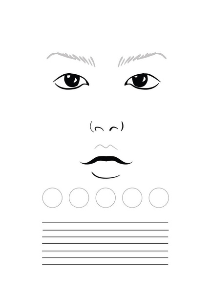 Face chart Μακιγιάζ Καλλιτέχνης κενό. Πρότυπο. Εικονογράφηση διανύσματος. - Διάνυσμα, εικόνα