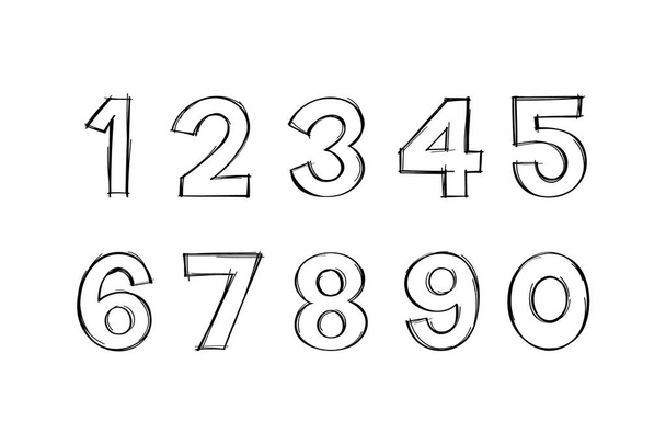 Digits in Hand drawn doodle style. Doodle numbers. - Photo, Image
