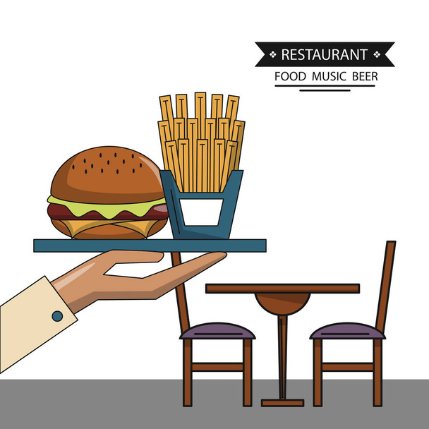 restaurante comida y diseño de comedor
 - Vector, imagen