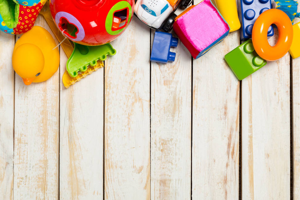 top view of colorful children toys - Foto, immagini