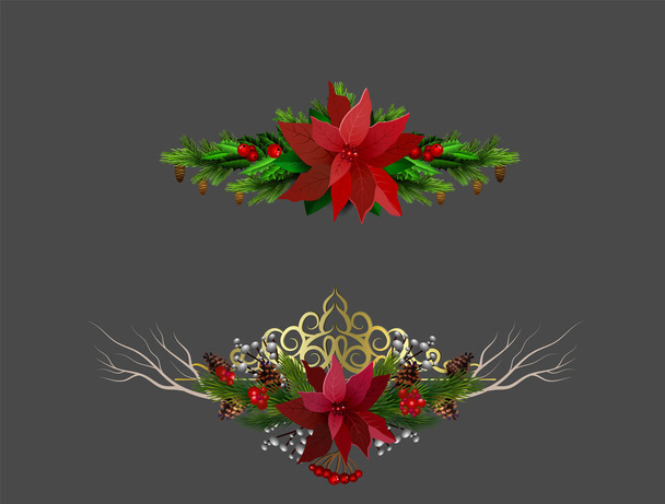 Weihnachtliche Elemente für Ihre Entwürfe - Vektor, Bild