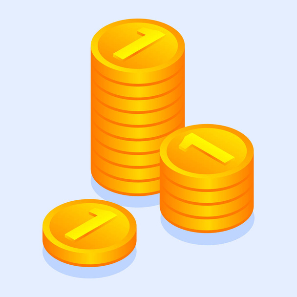 Gold money coins icon, isometric style - Vektor, Bild