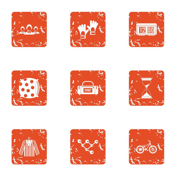 Athletic resort icons set, grunge style - Vector, afbeelding