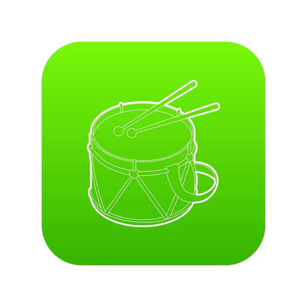 Toy drum icon green vector - Vektor, kép