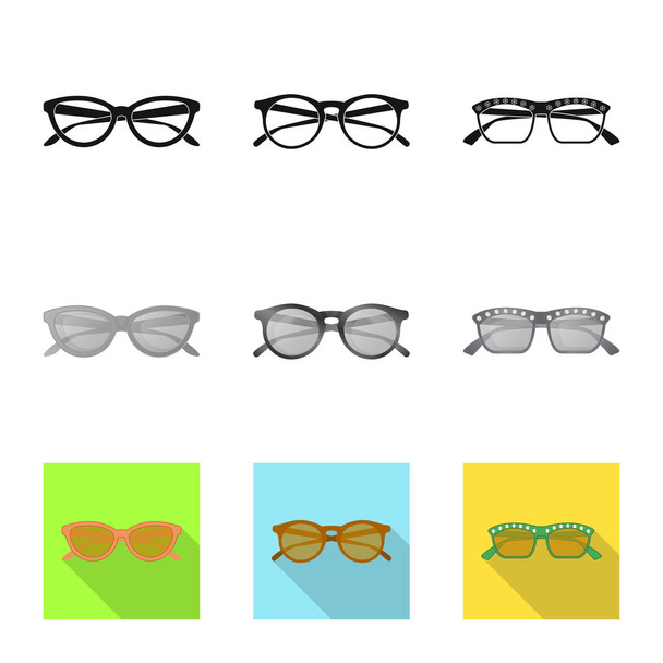 Vector design of glasses and sunglasses icon. Collection of glasses and accessory stock vector illustration. - Vetor, Imagem