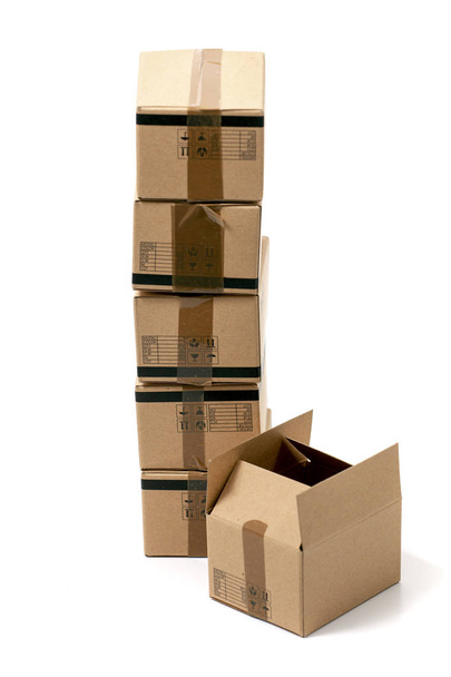 Many classic cardboard boxes isolated over a white background. - Photo, Image